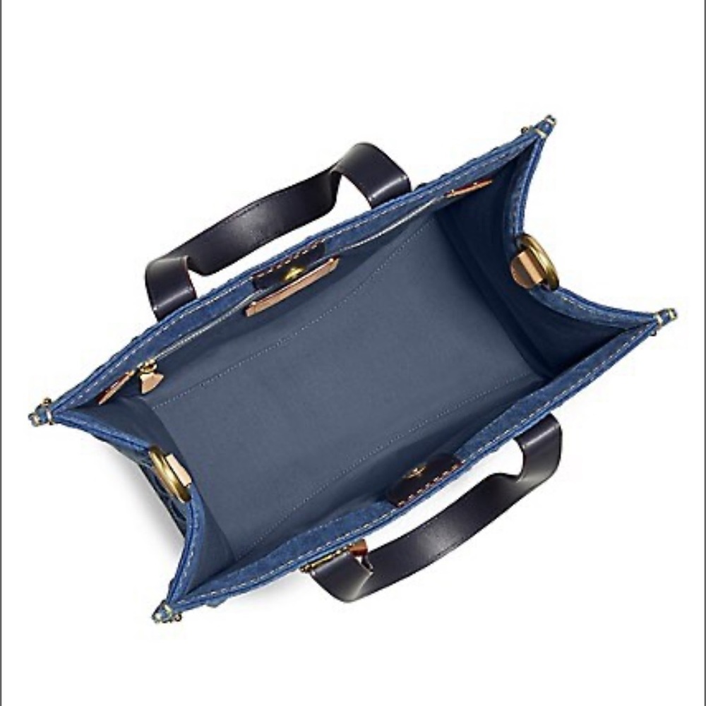 Coach Field Tote In Signature Denim - Picture 2 of 8